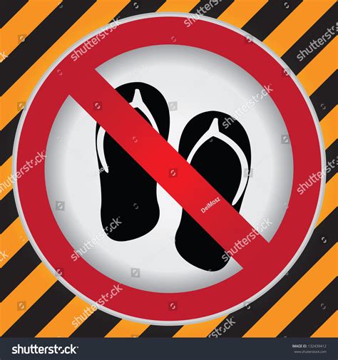 Circle Prohibited Sign No Sandals No ภาพประกอบสต็อก 132439412
