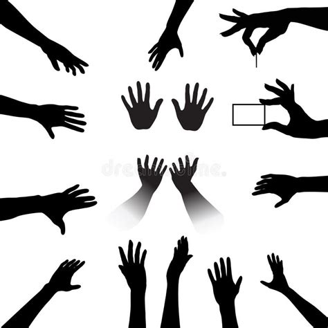 People Hands Silhouettes Set Stock Vector Illustration Of Fingers
