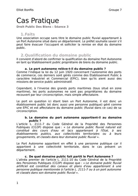 DPB TD 3 Cas Pratiques Cas Pratique Droit Public Des Biens Séance