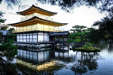 Kinkakuji Temple Golden Pavilion In Kyoto Japan