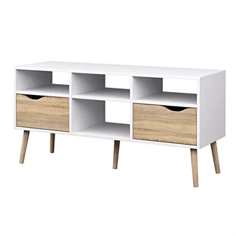 Tv stands & media consoles. Modern White Natural Oak TV Stand with Mid-Century Style ...