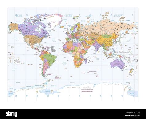Political World Map Miller Projection Stock Vector Image And Art Alamy