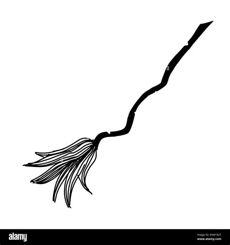 Cartoon Witch Broom Halloween Magic Broom Vector Illustration In
