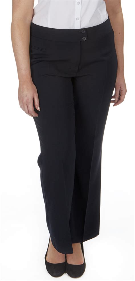Ladies Womens Plus Size Black Work Pants Trousers Office Smart Navy Uk