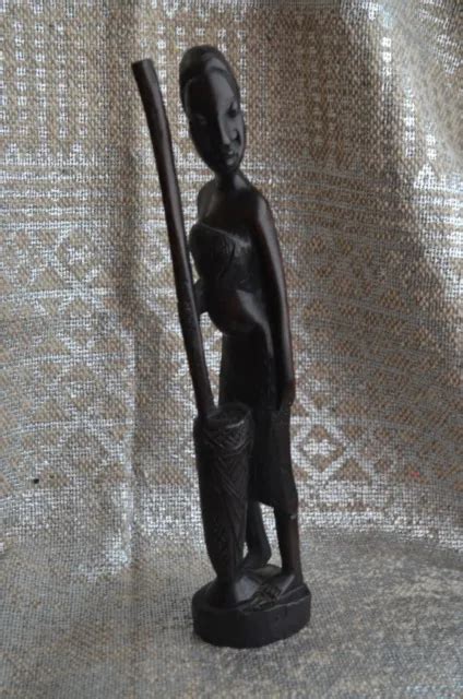 Hand Carved Wood Sculpture Statue African Tribal Woman And Child 2900