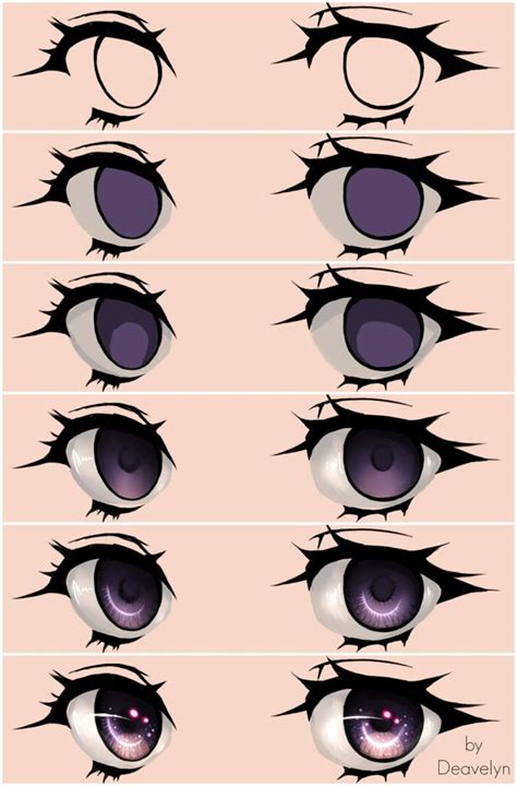 Starry Eyes Steps By Deavelyn Anime Eye Drawing How To Draw Anime