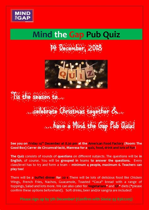 Mind The Gap Christmas Pub Quiz