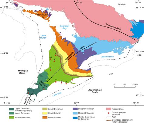 1 Geologic Map Of Southwestern Ontario Showing The Locations Of The 10