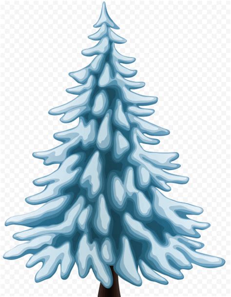 Hd Snowy Cartoon Blue Winter Pine Christmas Tree Png Citypng