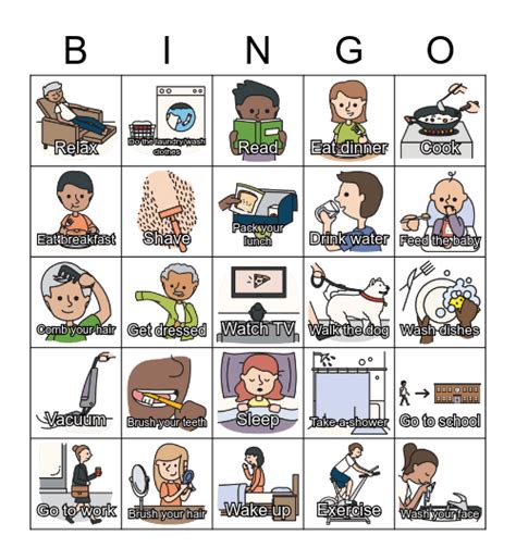 Esl Daily Routines From Esl Library Bingo Card