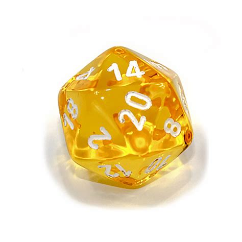 20 Sided Translucent Dice D20 Yellow Dice Game Depot
