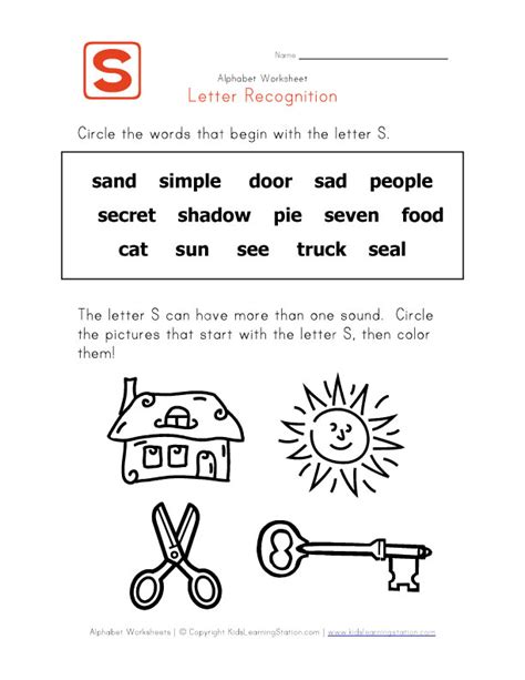 Here are a couple of ways you can get yo. Letter S Words - Alphabet Recognition Page | Kids Learning ...