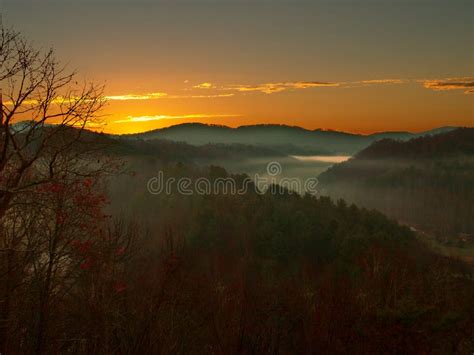 Misty Mountains Sunrise In North Carolina Mountains Stock Image Image