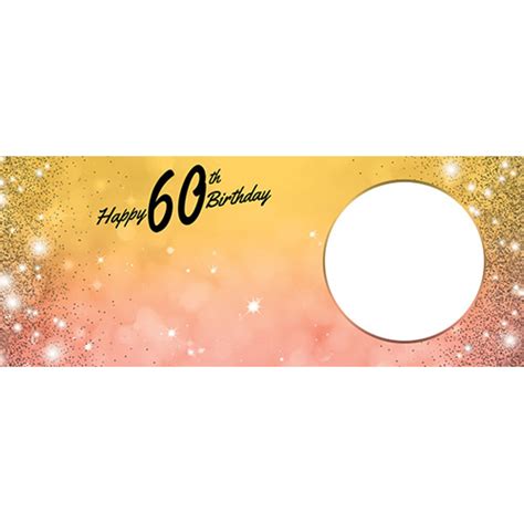 Happy 60th Birthday Sparkles Gold Pink Design Small Personalised Banner