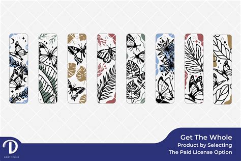 Tropical Leaves Butterfly Bookmark SVG Set - Acrylic Bookmark SVG