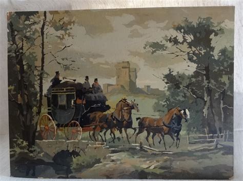 European Horse And Carriage Landscape Painting By Pioneervintage