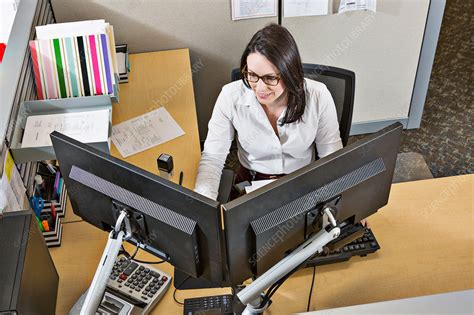 Woman Working In Office Cubicle Stock Image F0207672 Science