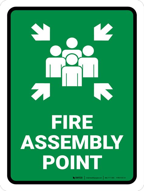 Fire Assembly Point Green Portrait Wall Sign