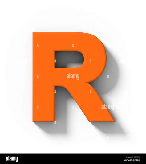 Letter R 3d Orange Isolated On White With Shadow Orthogonal