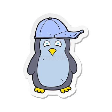 Sticker Of A Cartoon Penguin Wearing Hat Stock Vector Illustration Of Xmas Hand 149246078