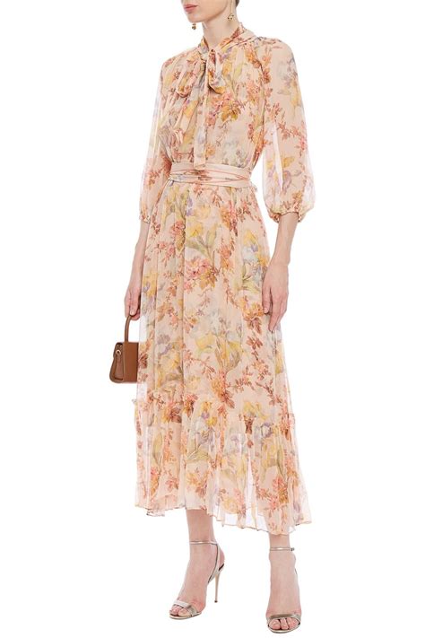 Zimmermann Pussy Bow Floral Print Silk Georgette Maxi Dress The Outnet