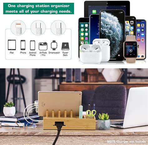 Bamboo Charging Stations For Multiple Devices Darfoo Docking Station