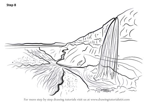 How to draw a landscape for kids with perspective. Step by Step How to Draw a Waterfall Landscape ...