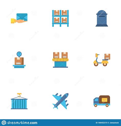 Bundle Of Postal Service Icons Stock Vector Illustration Of Auto