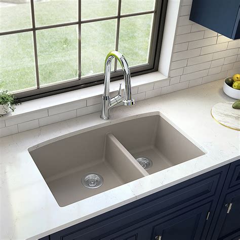 Karran Undermount Quartz Composite 32 6040 Double Bowl Kitchen Sink