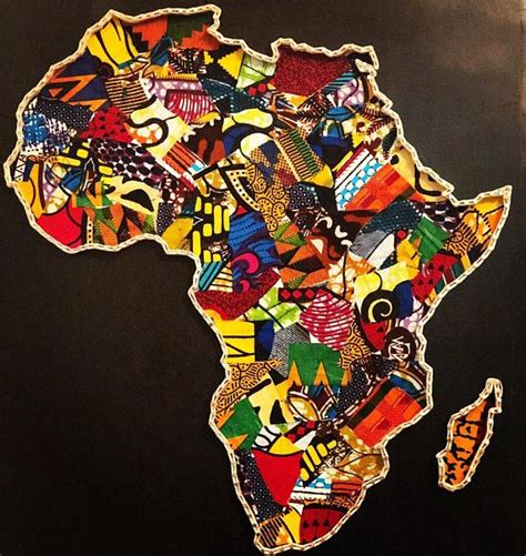 Africa Map In African Wax Print African Wall Art African Drawings
