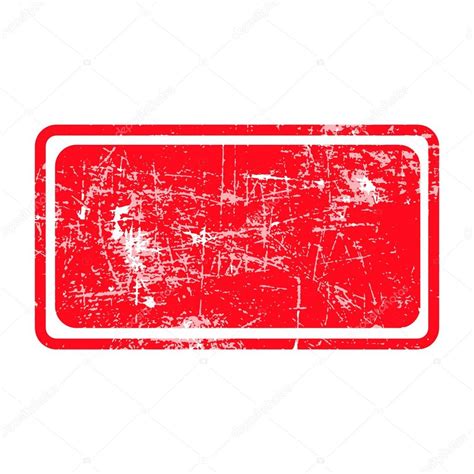 Red Rectangular Grunge Stamp With Blank Siolated On White Backgr