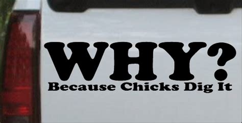 why because chicks dig it decal car or truck window decal sticker or wall art decalsrock