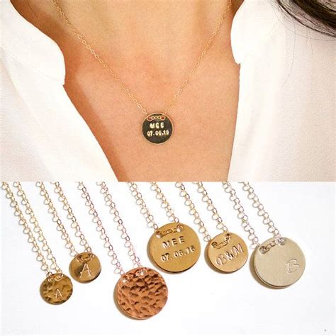 Personalized Disc Necklacegold Large Disccustom Disc Etsy