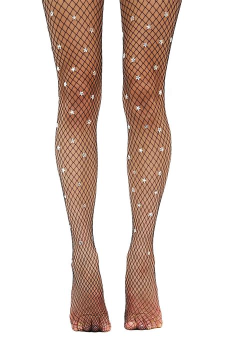 Starry Sky Handmade Fishnet Stockings Silver Tights Fishnet