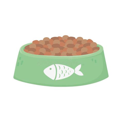 Pet Cat Food Bowl With Fish Design Icon Stock Vector Illustration Of