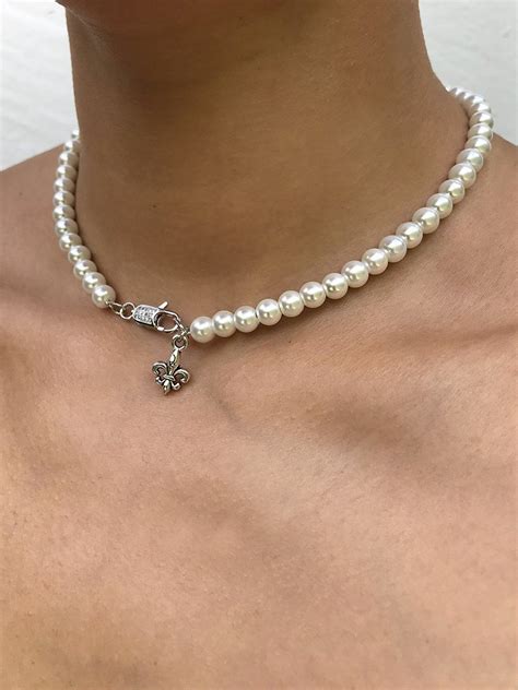 THE PEARLY CHOKER SILVER Rimor Jewelry Mens Pearl Necklace Mens