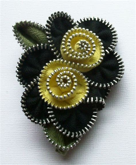 Black And Yellow Multi Flower Floral Brooch Zipper Pin By Zippinning