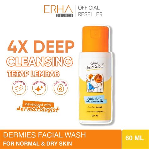 Jual Dermies Hello Glow Facial Wash Normal Dry 60ml Sabun Wajah