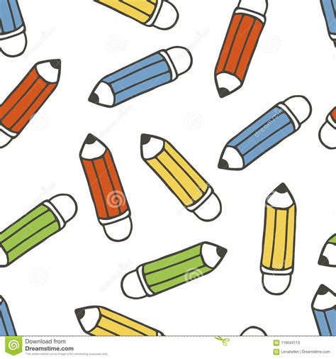 Seamless Pattern With Colored Pencils Stock Vector Illustration Of