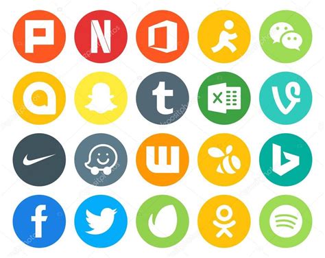 20 Paquete De Iconos De Redes Sociales Incluyendo Twitter Bing Tumblr