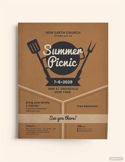 Picnic Party Flyer Template In Pages Illustrator Word Publisher