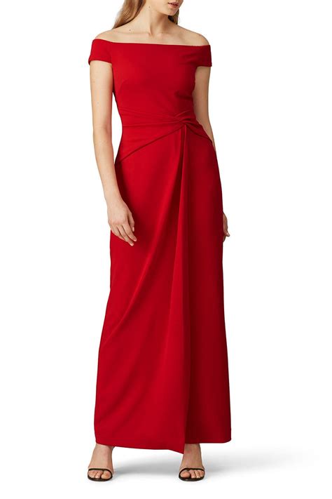 Red Off The Shoulder Gown By Lauren Ralph Lauren For 45 Rent The Runway