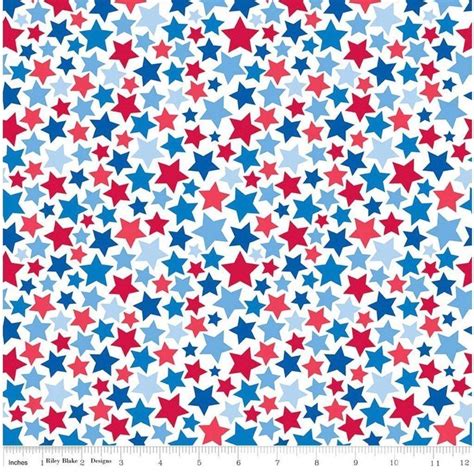Patriotic Picnic White Patriotic Stars Fabric By Doodlebug Designs Inc