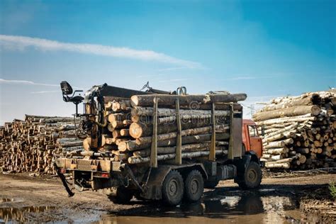 Truck Carrying Wood Stock Image Image Of Heavy Stack 122314643