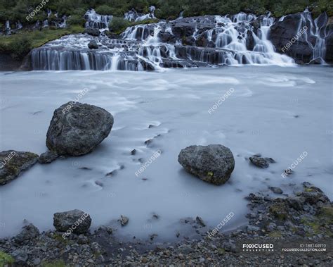 Long Exposure Shot Of Hraunfossar Waterfall In Iceland — Scandinavia