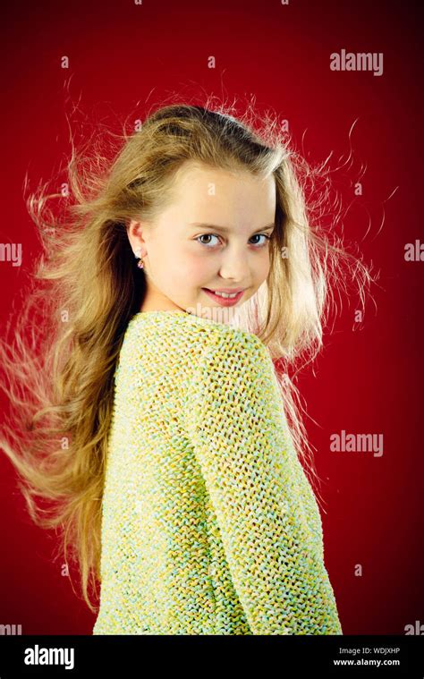 Small Girl With Long Hair Fashion Portrait Of Little Girl Childhood