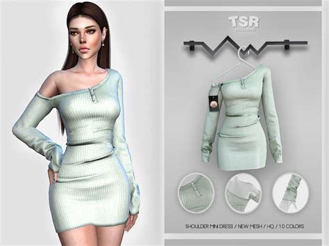 Shoulder Mini Dress By Busra Tr From Tsr • Sims 4 Downloads