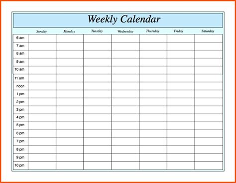Printable Work Week Calendar