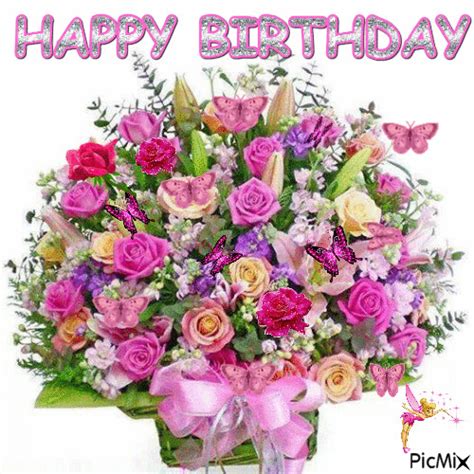 Happy Birthday Rose Bouquet Free Animated  Picmix