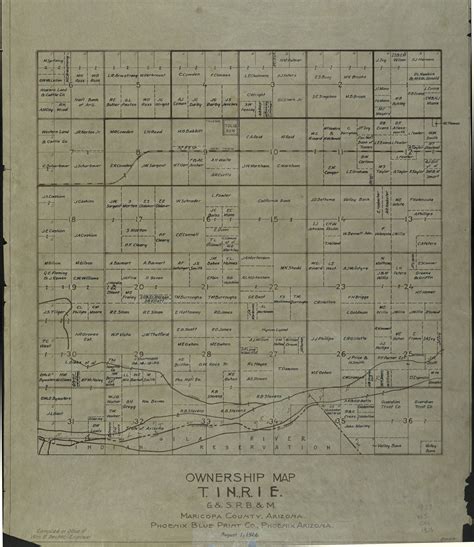 1926 Maricopa County Arizona Land Ownership Plat Map T1n R1e Arizona